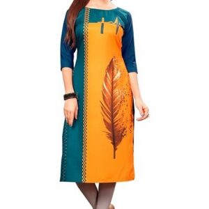 New Ethnic 4 You Women’s Multicolor Printed Full Stitched Crepe Straight Kurta