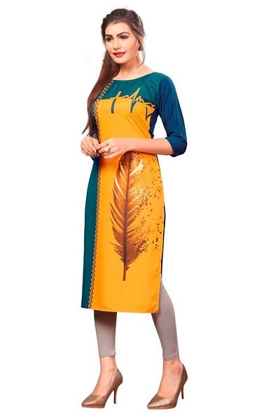 New Ethnic 4 You Women's Multicolor Printed Full Stitched Crepe Straight Kurta - Image 4