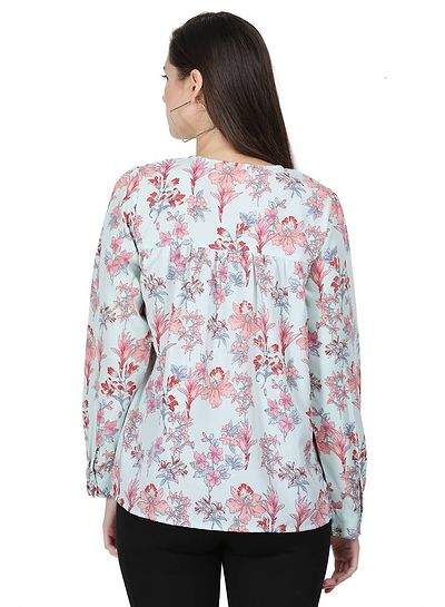 Fashionable Off White Crepe Printed Top - Image 3