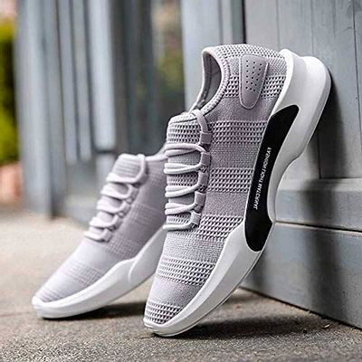 Men's Stylish Grey Synthetic Solid Sports Sneaker - Image 2