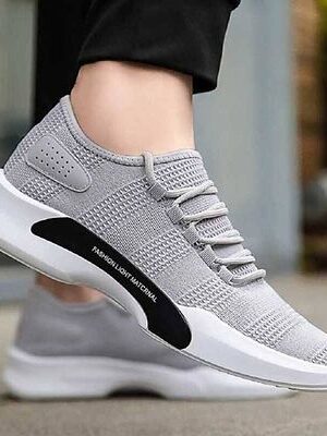 Men's Stylish Grey Synthetic Solid Sports Sneaker