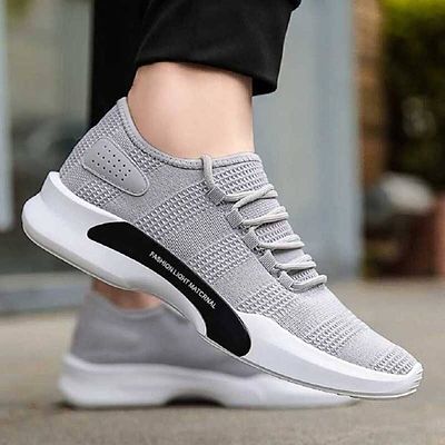 Men's Stylish Grey Synthetic Solid Sports Sneaker