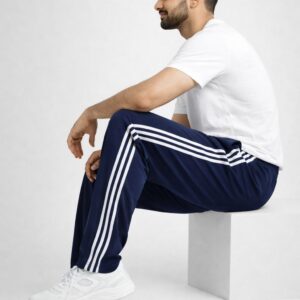 Classic Sports Track Pants for Men Men's Track Pants with White Side Stripes Men's Regular Fit Striped Track Pants Navy blueTraining Track Pants for Everyday Wear